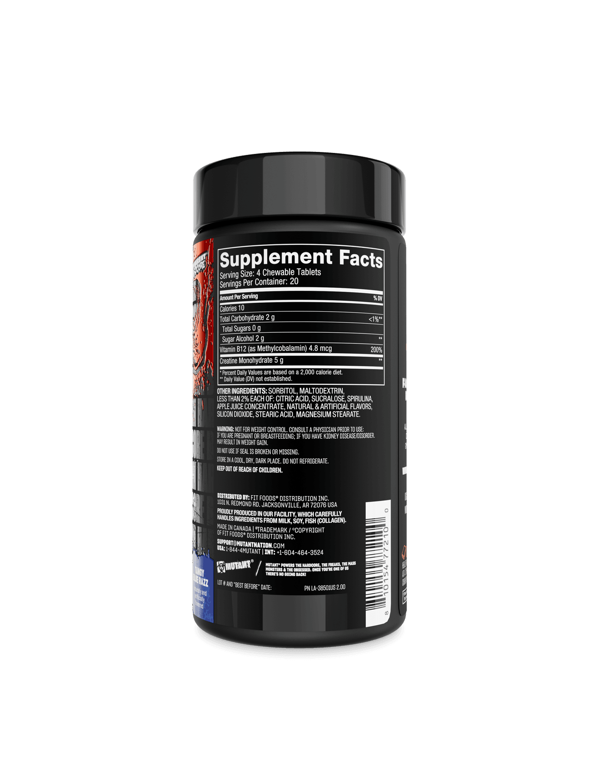 MUTANT CREATINE BYTZ 80 TABLETS label 1