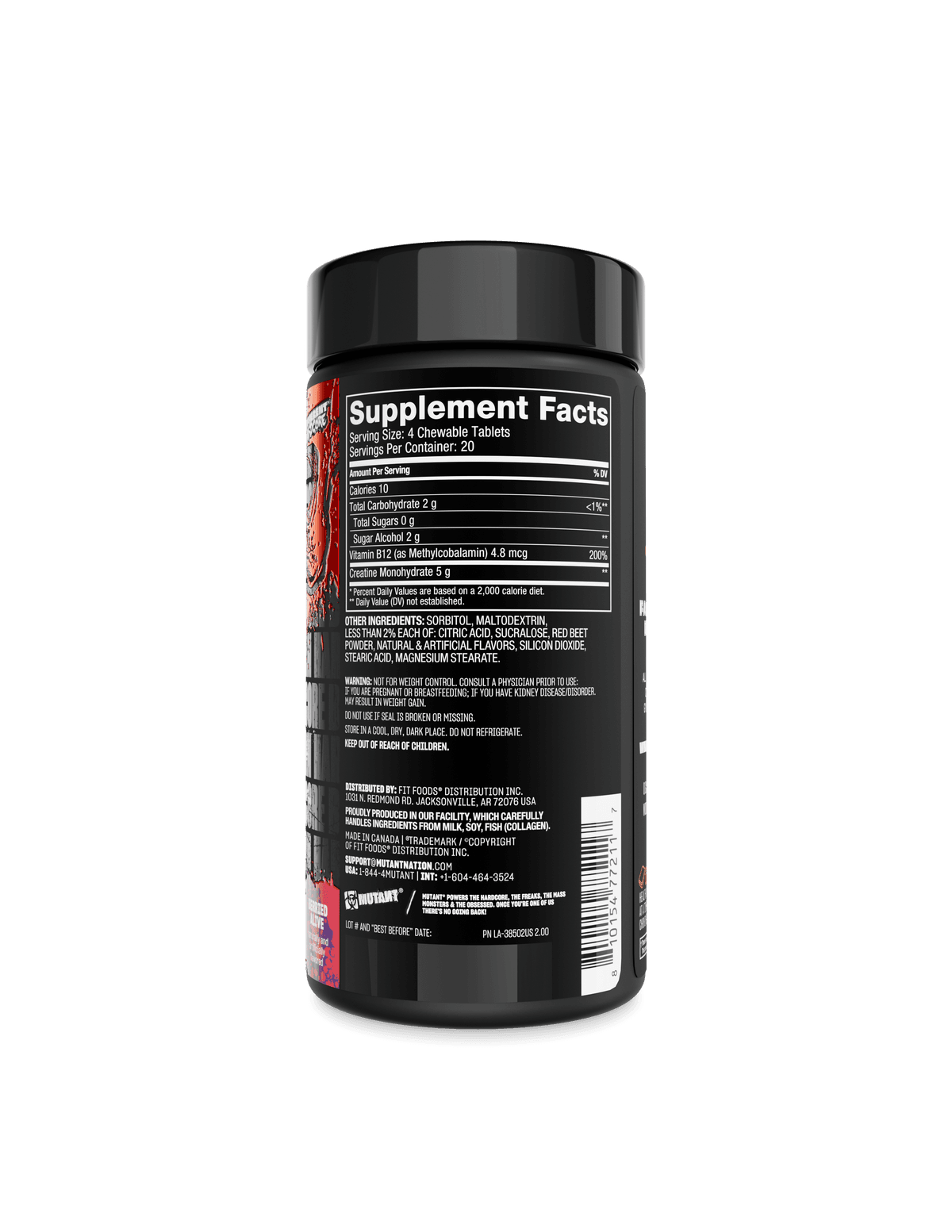 MUTANT CREATINE BYTZ 80 TABLETS label 3